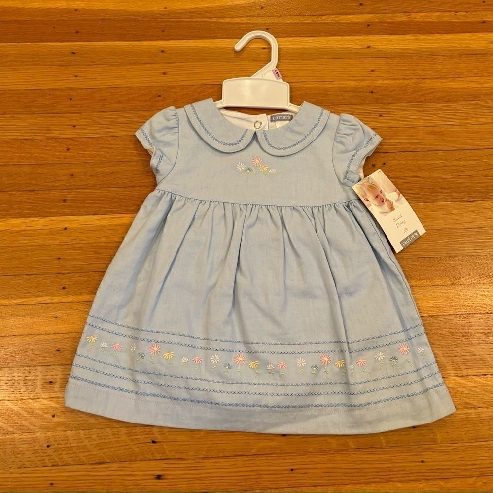 Carter’s Sweet Daisies vintage deadstock light blue short sleeve dress NWT